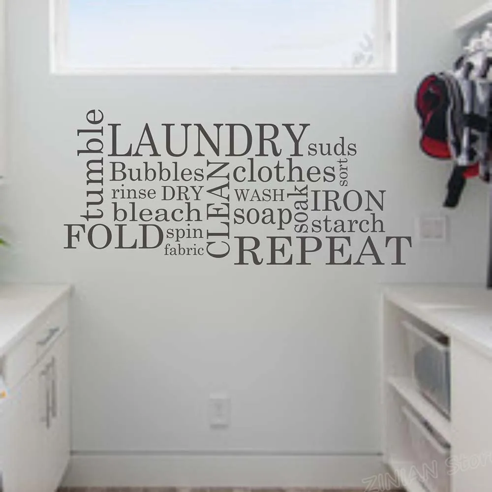 Laundry Vinyl Wall Decals Quote Waterproof Home Decor Subway Laundry Room Decor Vinyl Wall Art Stickers Creative Decal Z881