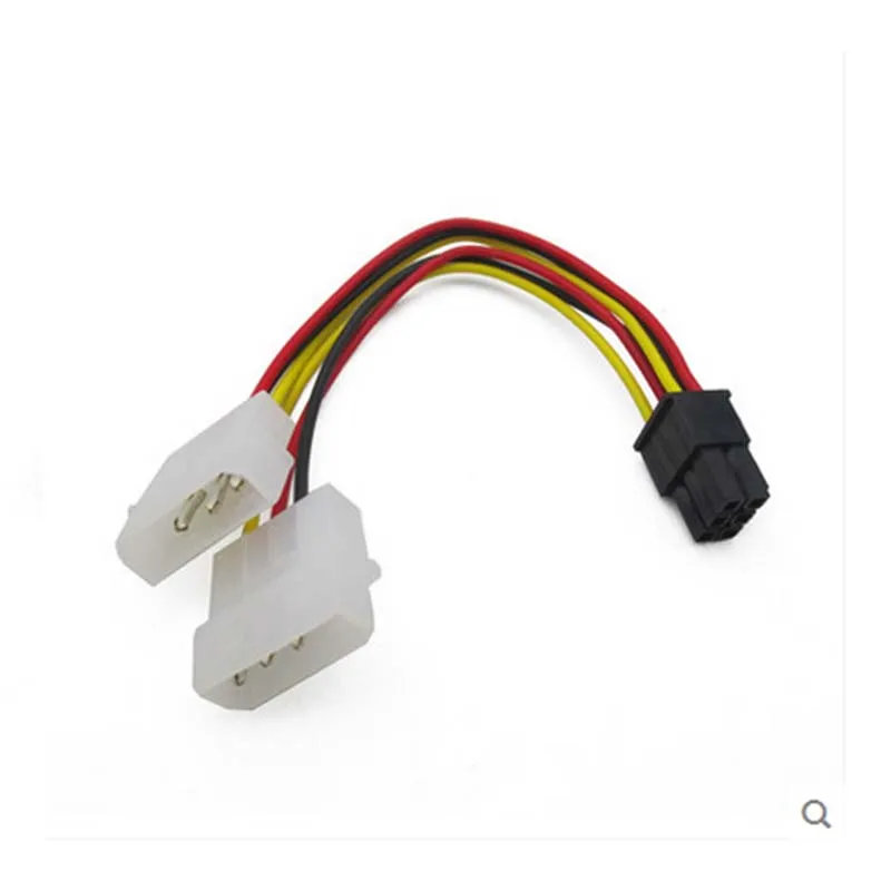Dual 4 Pin Molex IDE to 6 Pin PCI-E Graphic Card Y Power Cable Adapter cord new