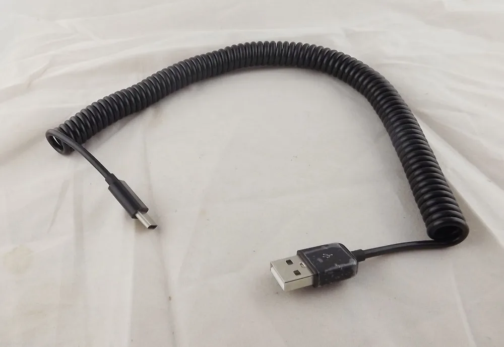 1pc USB 3.1 C Type Male To 2.0 A Male Spiral Coiled Data Sync Adapter Cable Black 3M