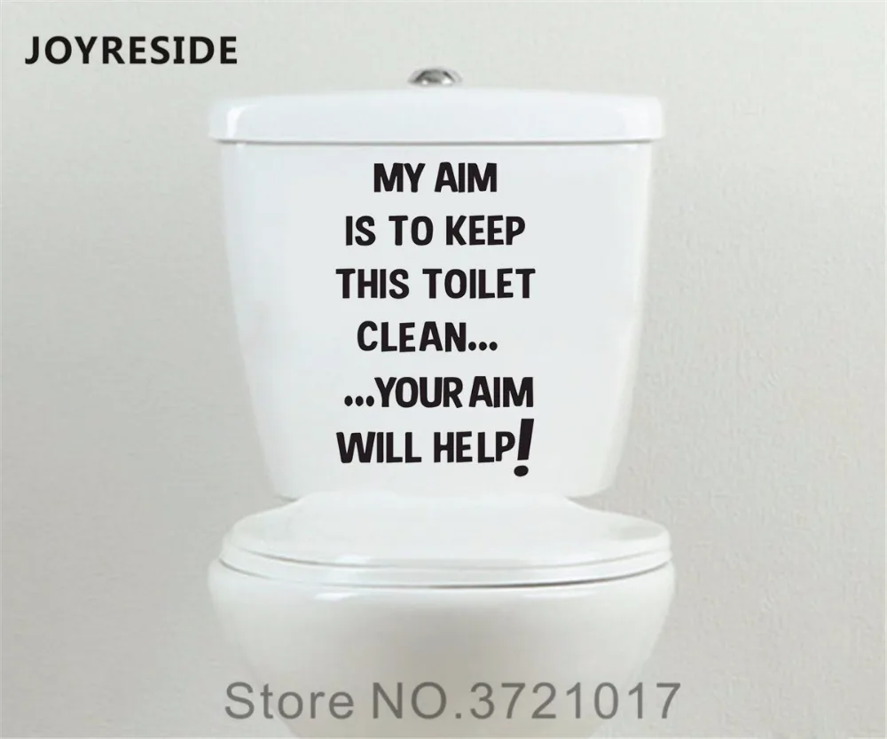 JOYRESIDE Quote My Aim Is To Clean Funny Restroom Bathroom Seat Toilet Tank Wall Decal Vinyl Sticker Decor Art Decoration XY124