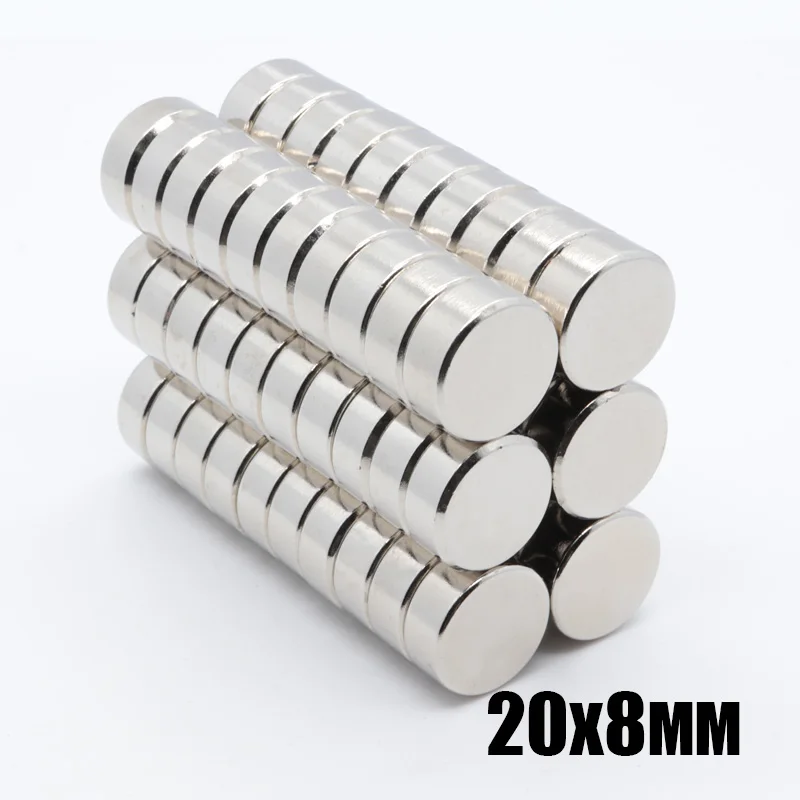 20pcs 20*8 mm N35 Mini Super Strong Rare Earth Fridge Permanet Magnet 20x8 mm Small Round Neodymium Magnet 20*8 mm