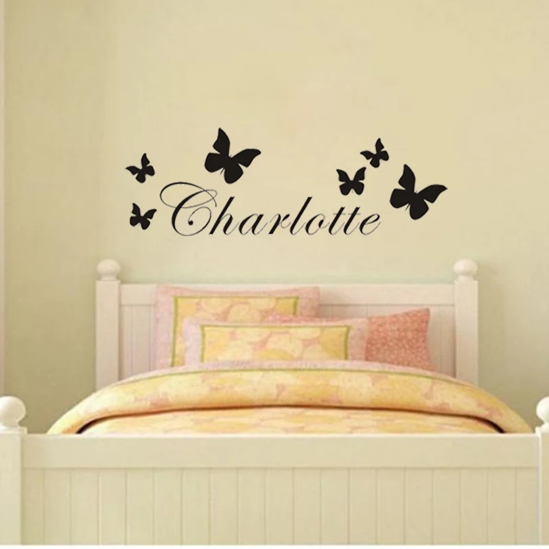 JJRUI Personalised Butterfly Any Name Vinyl Wall Sticker Art Decal Kids Bedroom Gift Home Decor Nursery Room Choose 21 Color