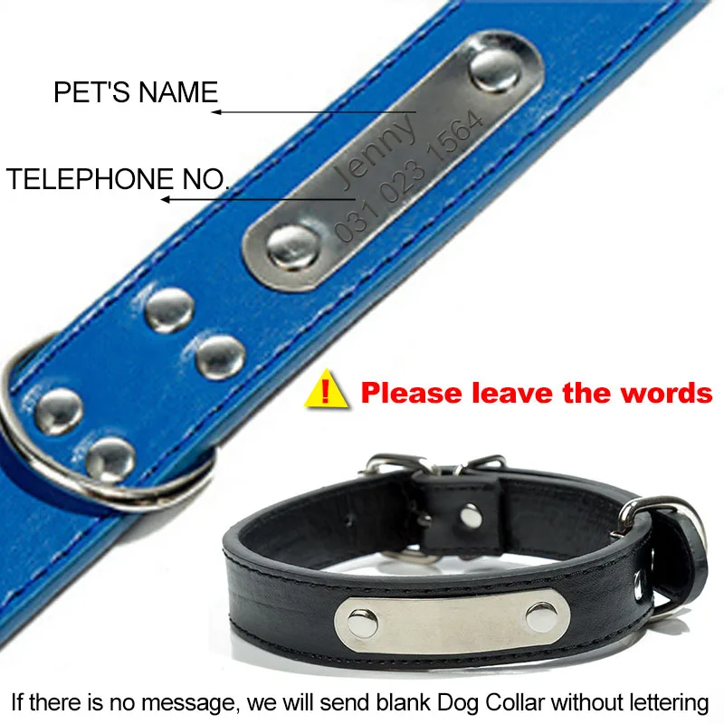 Creative Customized Leather Dog Collar Durable Padded Personalized Pet ID Collars PU Carving Puppy Cat Leash Nameplate Engraved