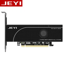 JEYI KNIGHT PCIE3.0 NVME Adapter x16 PCI-E Full Speed M.2 2280 aluminum sheet Thermal conductivity silicon wafer fan cooling SSD