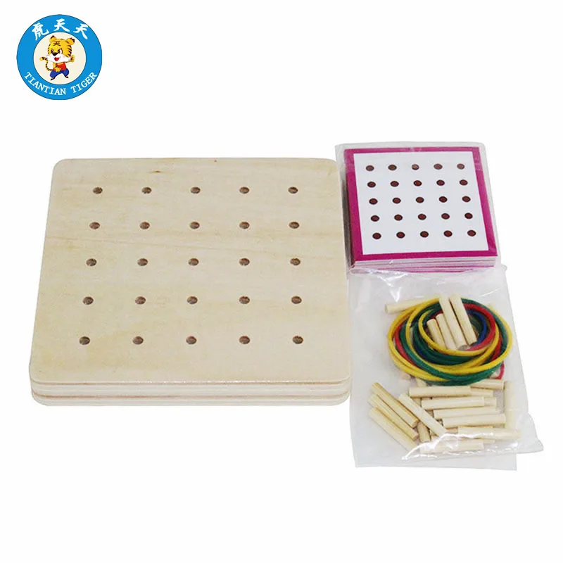 

Montessori Practical Toys Baby Educational Creative Wooden Toys Graphics Nail Board With Reference Cards Geomertic Board