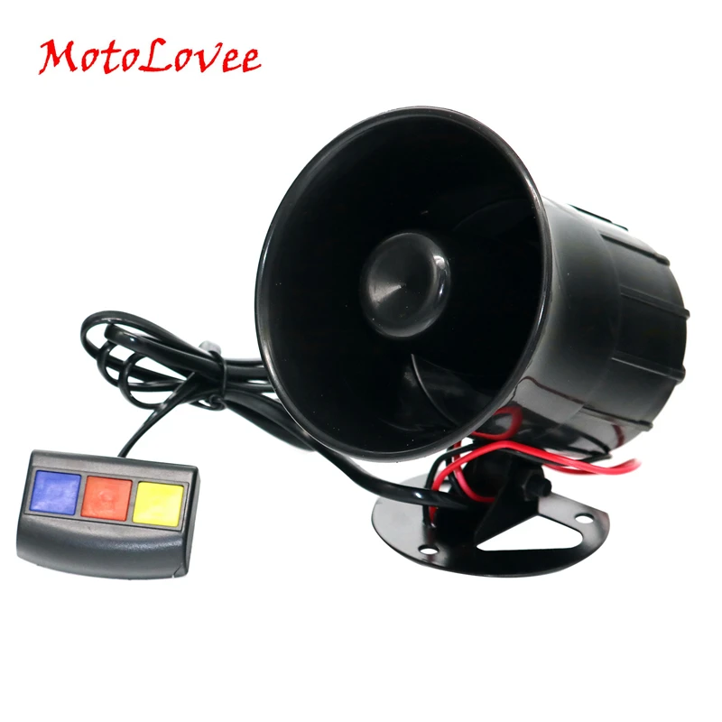 

MotoLovee Motorcycle Car Security Horn 12V 3 Sounds Van Vehicle Loud Siren For Cars Motorbike Moped Truck Construction Vehicles