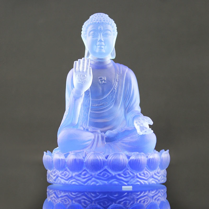 

Production of custom wholesale high-end home furnishings Office Supplies temple dewaxing fired glass Medicine Buddha send leader