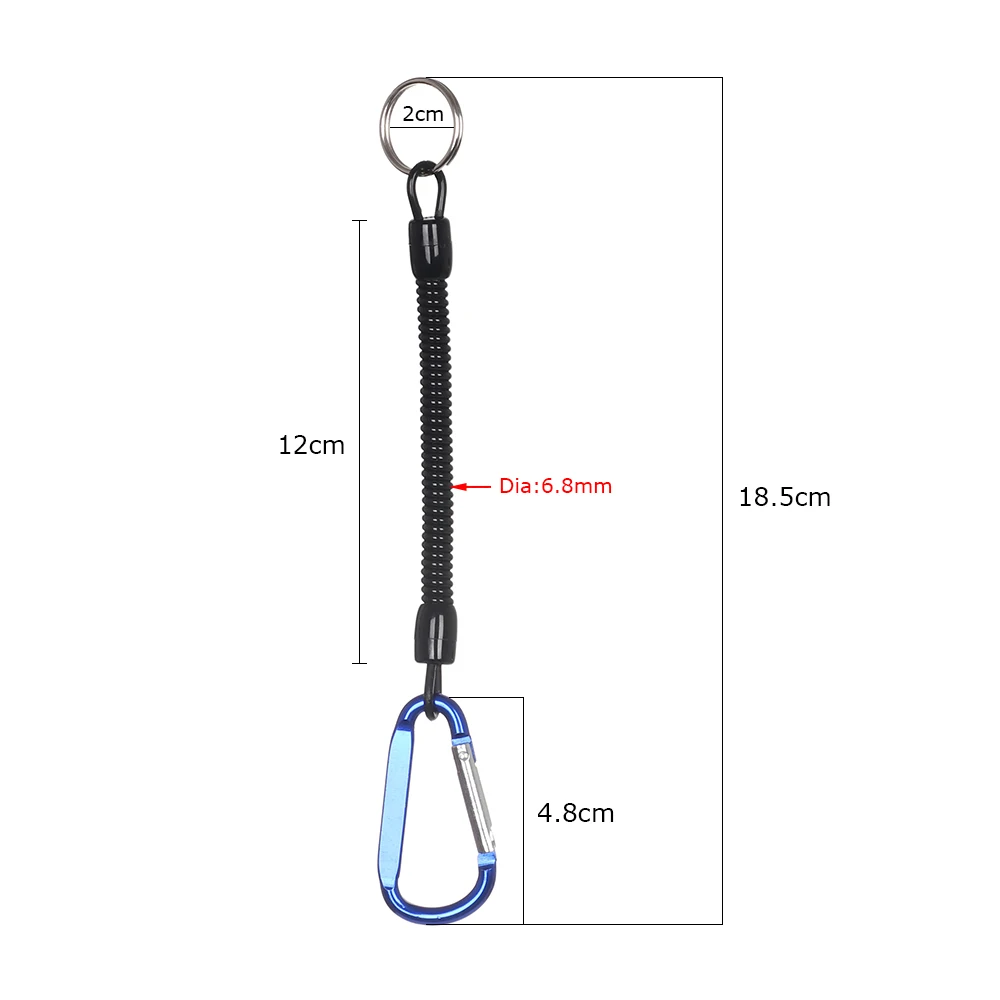 Camping Carabiner Keychain Plastic Retractable Tether Spring Elastic Rope Outdoor Portable Fishing Lanyards Security Gear Tool