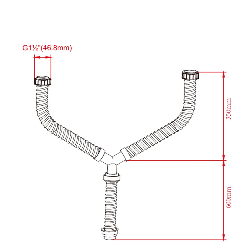 Talea Double Sink Drain Pipe Y type Hose kitchnen Stretchable Hose Pipe for Kitchen Sink Wast Basin Drain Kit