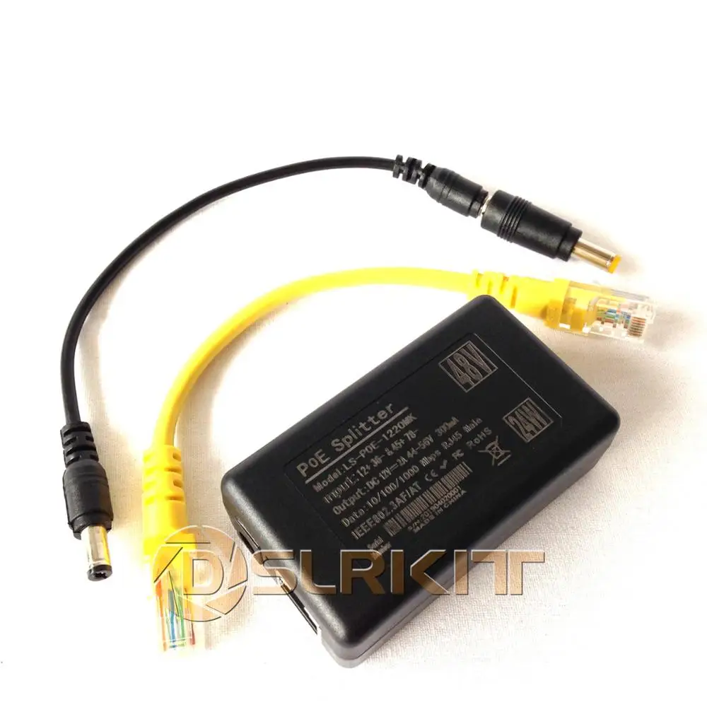 Gigabit 802.3at 24 วัตต์ PoE Kit (Splitter + หัวฉีด) 12V 2A Power Over Ethernet