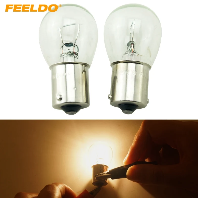 

FEELDO 40Pcs 1156 BA15S S25 P21W 12V Car Clear Glass Lamp Turn Tail Bulb Auto Indicator Halogen Lamp #FD-2724