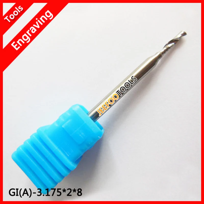 3.175*2.0*8mm Spiral Single Flute Tools, Engraving Bits, Cutter, Super Solid Carbide Endmill, Cutting Wood, MDF, PVC, Acryl