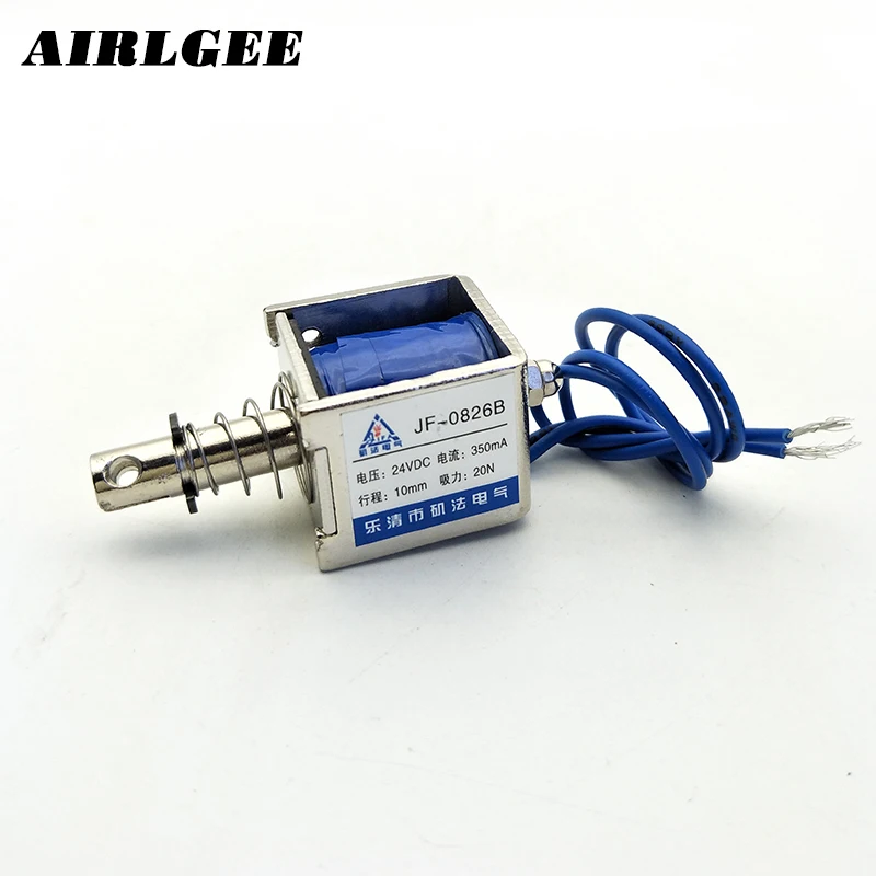 High quality DC 24V 350mA Push Pull Type Open Frame Solenoid Electromagnet 10mm Stroke 20N 4.4LB JF-082B Free shipping