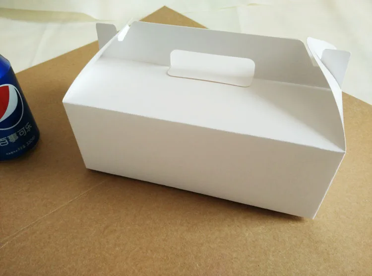 300pcs 23.5*15*9cm 6 grid White cardboard Paper Muffin window Box with Handle For Candy\Cake\Dessert \party Packing boxes