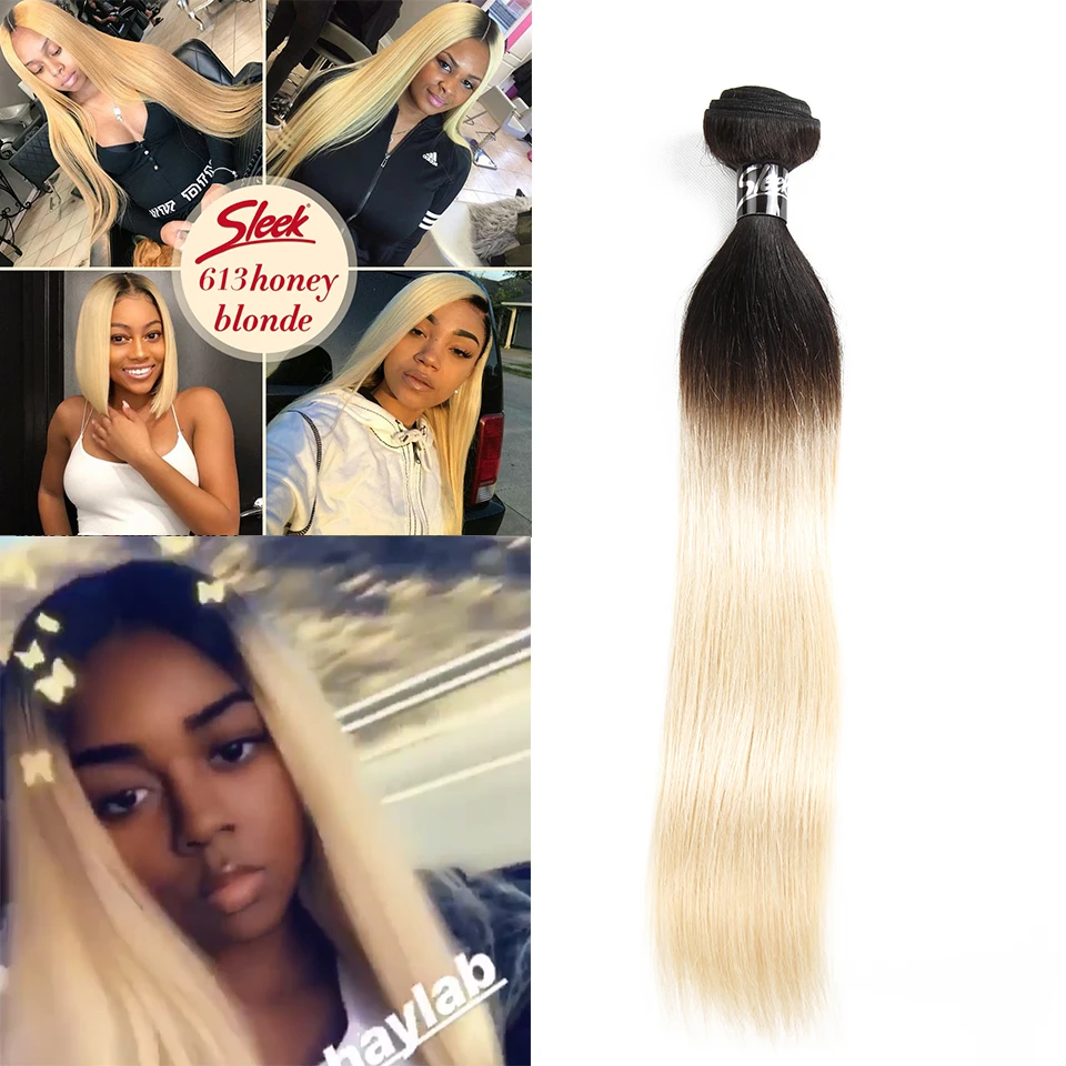 Tissage en lot brésilien Remy lisse ombré, extension de cheveux naturels bicolores, blond 613, T1B/27, T1B/30, rouge 99J, richesse