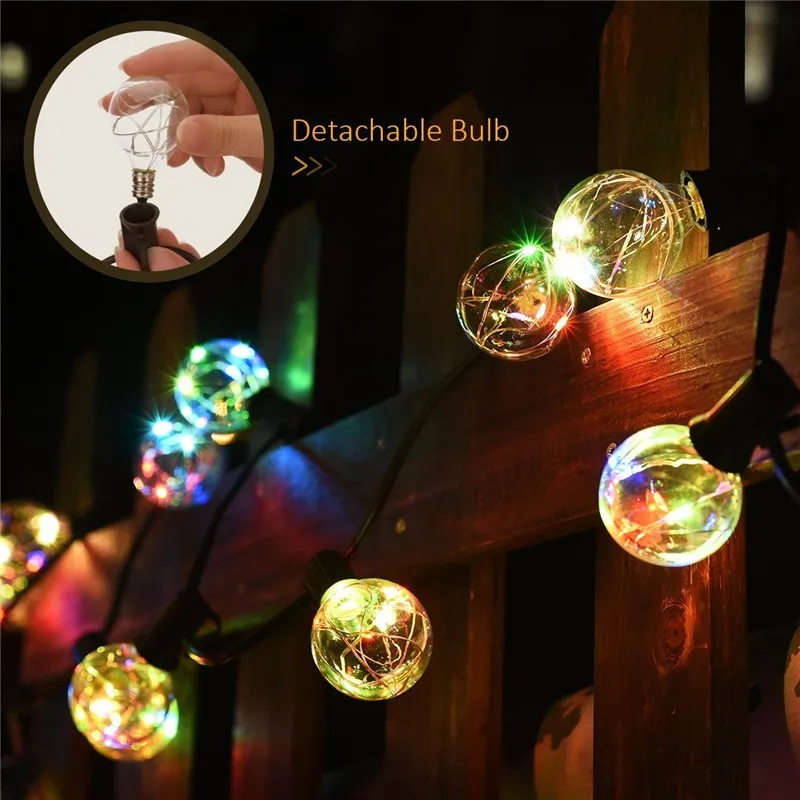 1M Retro Round G40 RGB Led String Light 30 Bulbs Guirlande Lumineuse Fairy Garland Light Waterproof for Wedding/Party/Xmas Decor