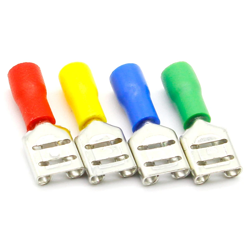 FDD1-250 Female Insulated Electrical Crimp Terminal for 22-16 AWG Connectors Cable Wire Connector 100PCS/Pack FDD1.25-250 FDD