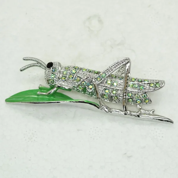 Rhinestone Enamel Grasshopper brooch Pin C892 KB