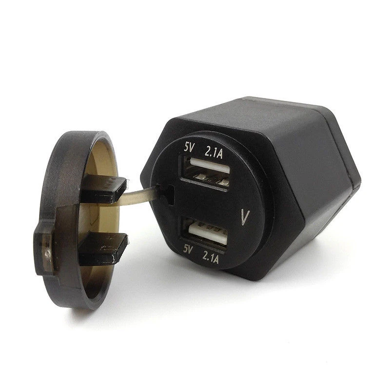 Motorcycle Dual USB Charger Adapter For Hella/DIN BMW Style Power Socket 4.2amp