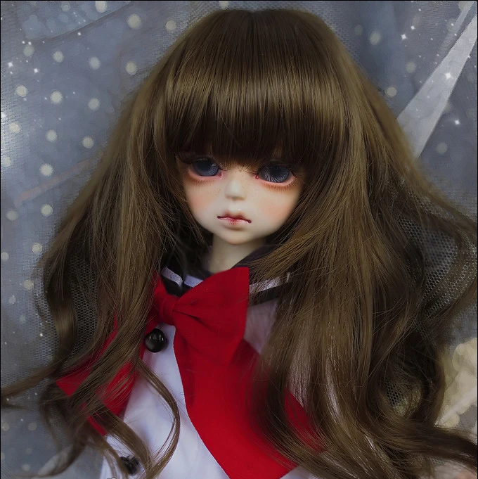 

D01-P230 children handmade toy 1/3 1/4 Doll Accessories BJD/SD doll wig Volume Chestnut brown