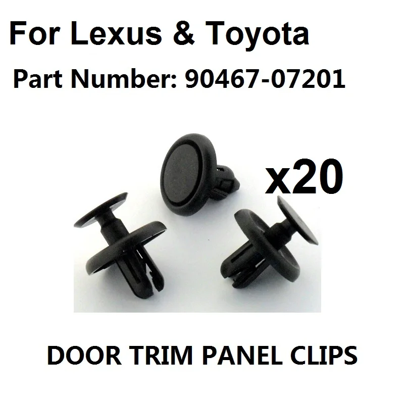 20x For Lexus & For Toyota Plastic Clips for Engine Bay Covers & Shields (7mm Hole),OE#90467-07201