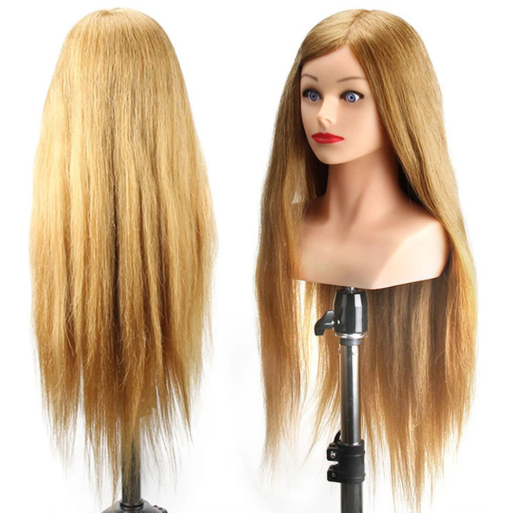 Hairstyles Training Manikin Heads 28inch Mannequin 60% Animal Hair + 40% Synthetic Hair For Hairdresser Styling With Shoulder