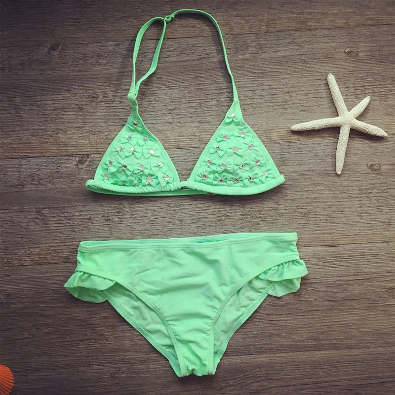 

New Girls Bikini 2018 Summer Girls Swimwear Soild Baby Kids Swimwear infantil Swimsuits Bikini Girl For Kids