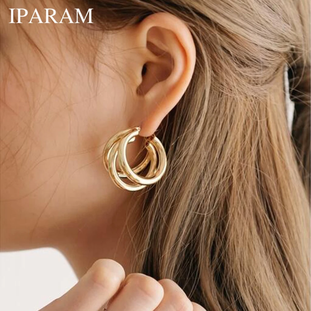 IPARAM – boucles d'oreilles rondes en alliage pour femmes, bijoux Vintage de style bohème, couleur or