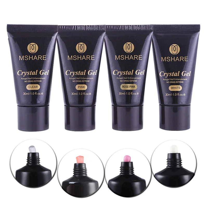 MSHARE アクリゲルピンクホワイトクリアアクリルネイルのヒントエクステンションビルダーネイルエクステンションジェル 30 ミリリットルクリスタルジェル