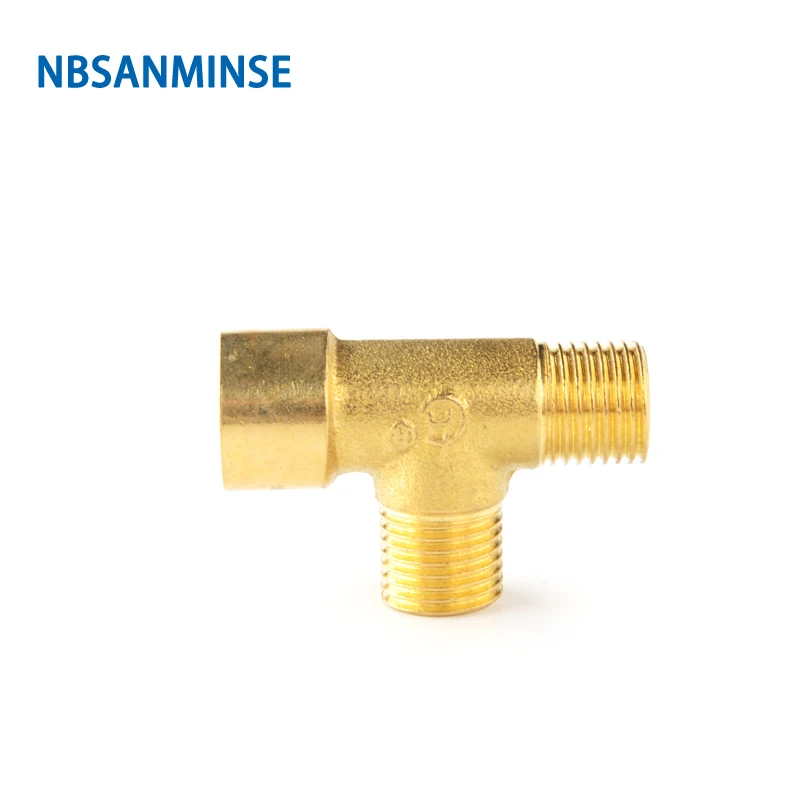 

10pcs/lot SM1008-1-MMF Tee Brass Fitting 1/4 Copper Connector Joint Male Male Female For Water Heating NBSANMINSE