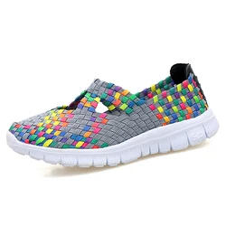 2025 Fashion Womens Shoes Summer Sneakers Mixed Color Flats Breathable Casual Shoes Loafers Comfortable Mother Shoes Size 35-42