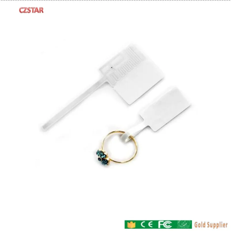 czstar 100pcs anti-theft uhf rfid jewelry tag adhesive shop store security jewelry management alien chip 860-960mhz uhf tag