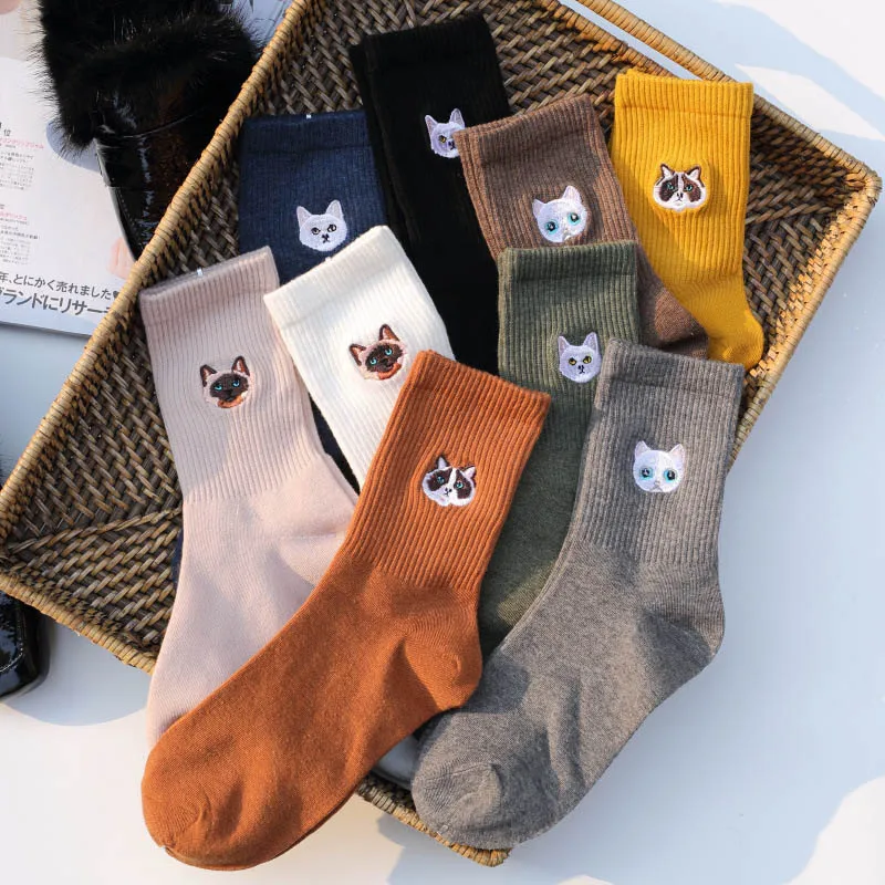 Warm Harajuku Cute Embroidery Animal Funny Socks Women Kawaii Japanese Skarpetki Socks Novelty Cotton Calcetines Mujer Sokken image 5