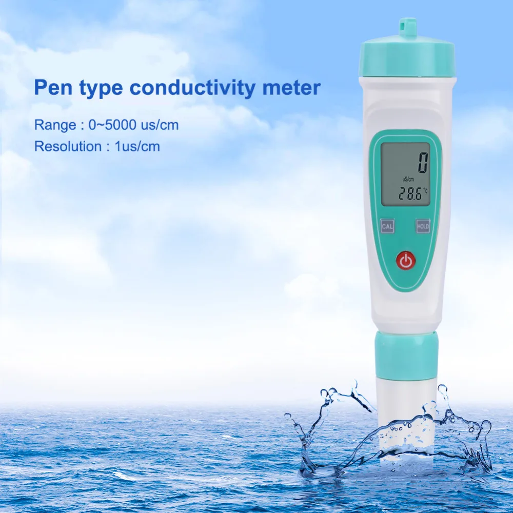 DDB-12L Digital Conductivity Meter, EC & Temperature 2 In 1 Water Quality Tester.0-5000us/cm Automatic Temperature Compensation