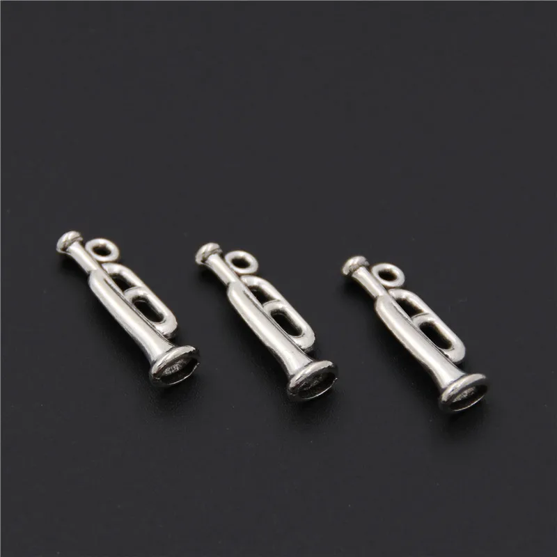 50pcs  Tibetan Silver Color Musical Instruments Trumpet Horn Charm Pendant Jewelry Finding A2560