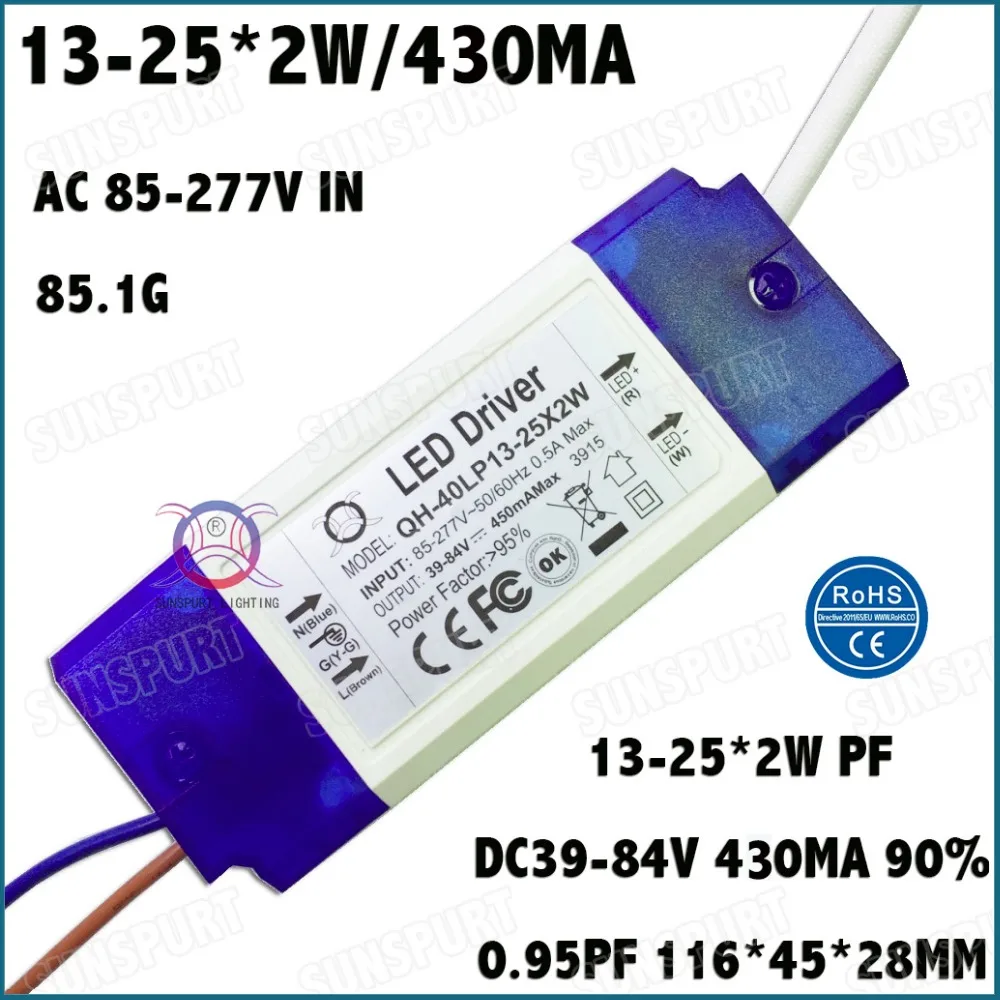 3 Pieces Isolation 36W AC85-277V LED Driver 13-25x2W 430mA DC39-84V LED Power Supply Constant Current Ceiling Lamp Free Shipping