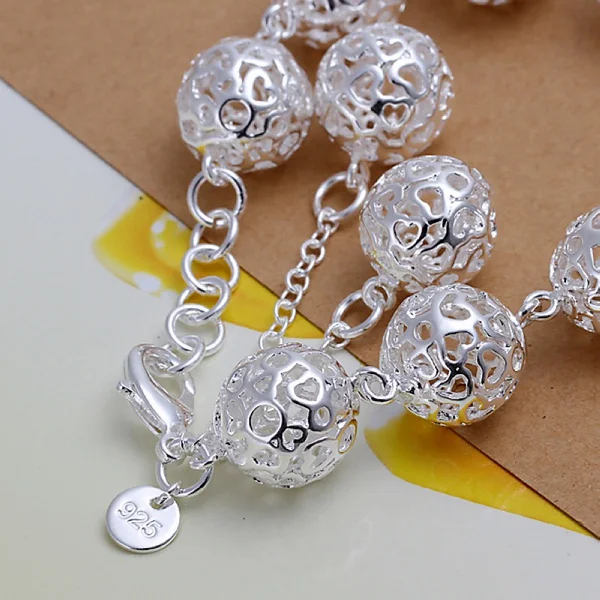 beautiful fashion Wedding Silver color Jewelry women charm hollow big ball Bracelets factory price free shipping H088