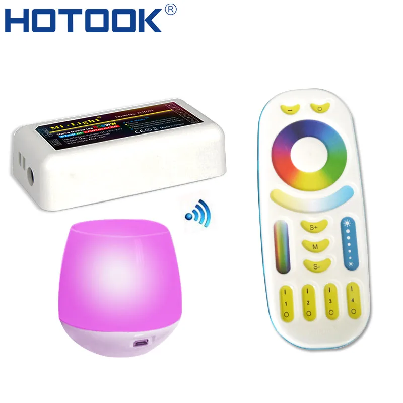 

HOTOOK 2.4G milight LED Controller RGBW RGB + CCT RF touch Remote 4 Zone Wireless +Wifi Hub 12V -24V for Phone Strip Free ship