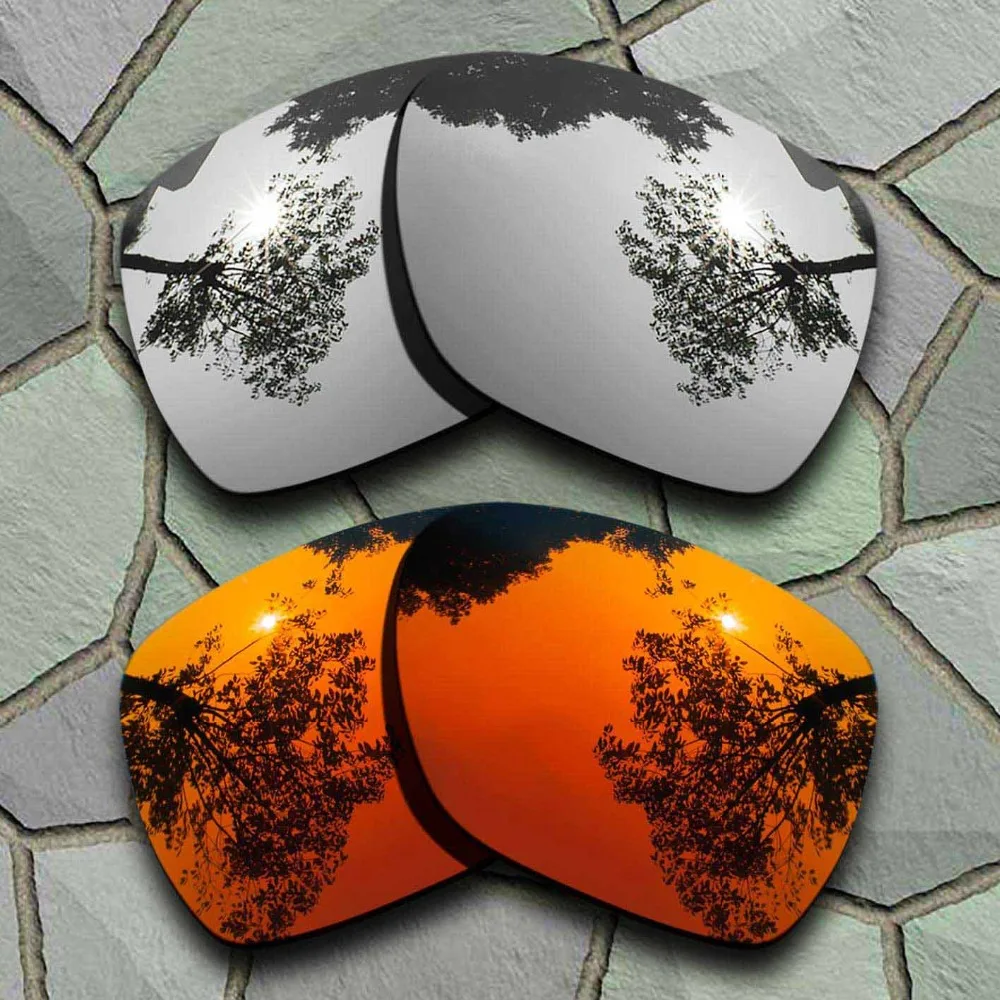 

Chrome Titanium&Red Orange Sunglasses Polarized Replacement Lenses for Oakley Deviation