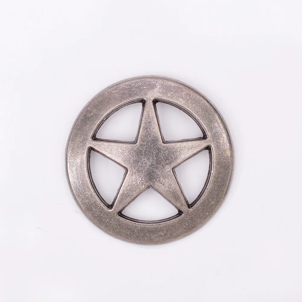 10PCS 31 MM ANTIQUE SILVER CLASSIC WESTERN PUNK TEXAS STAR CONCHOS SCREWBACK FOR LEATHERCRAFT BAG BELT HATBAND DECOR