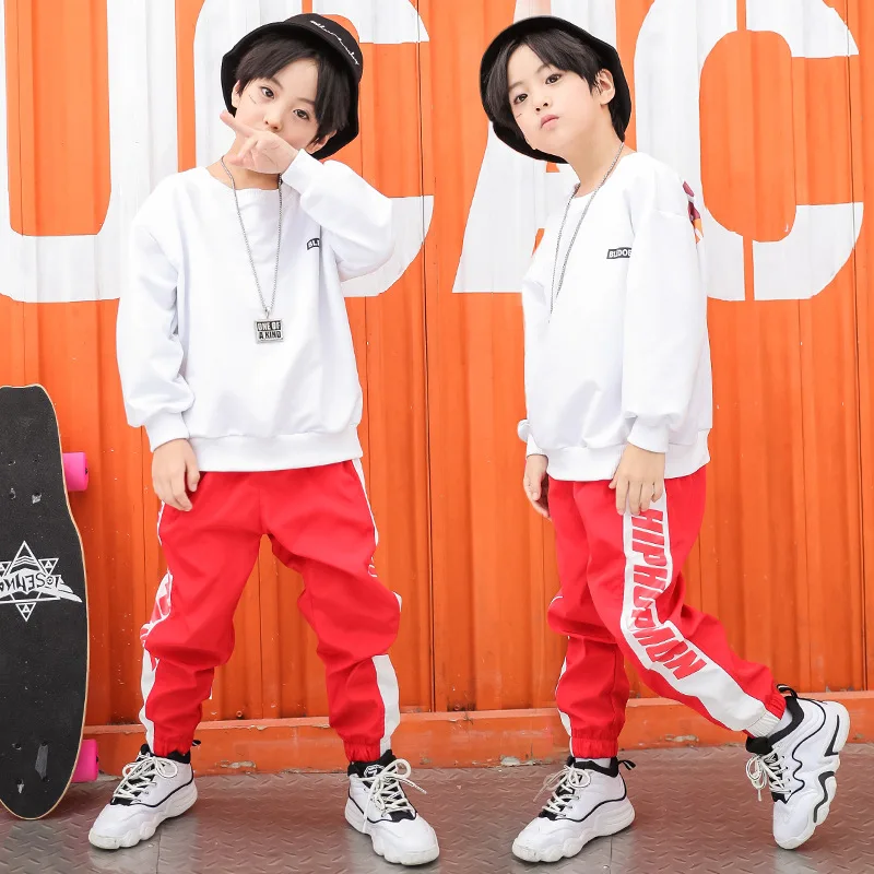 Spring Children Clothes Cotton White Long Sleeve T-shirts and Pants Hip Hop Streetwear Girls Clothing 5 6 8 11 12 14 16 18 Years