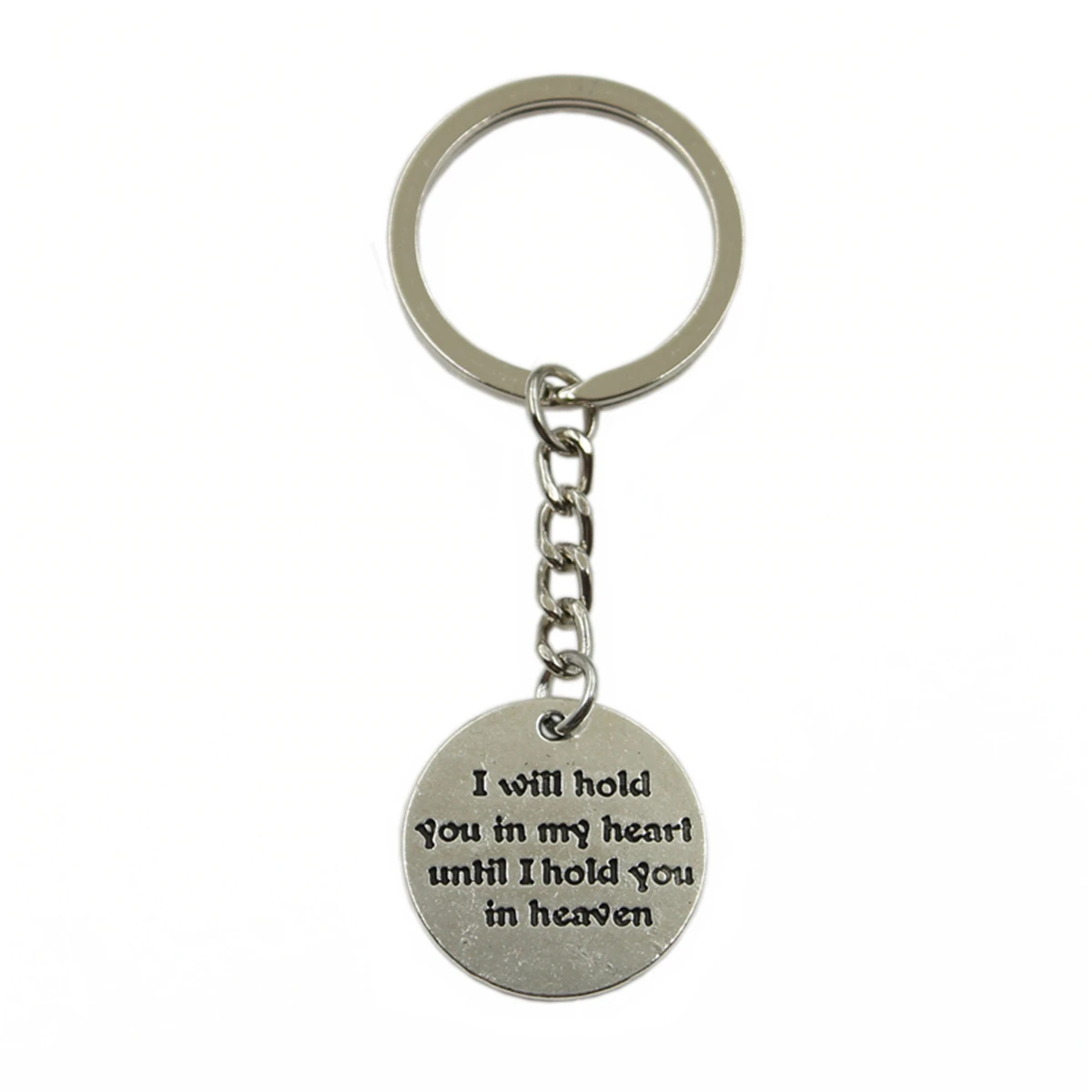 New Fashion Men High Quality Car Keychain DIY Holder I Will Hold You In My Heart Until I Hold You In Heaven Pendant For Gift