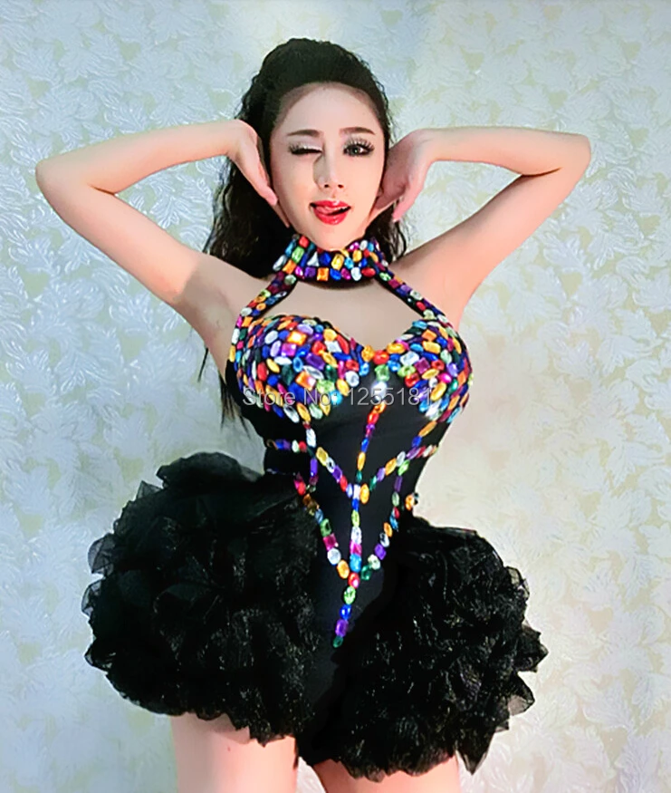 2019 women New style fashion female singer ds dancer clothing rhinestones coverall diamond slim one-piece sexy costumes