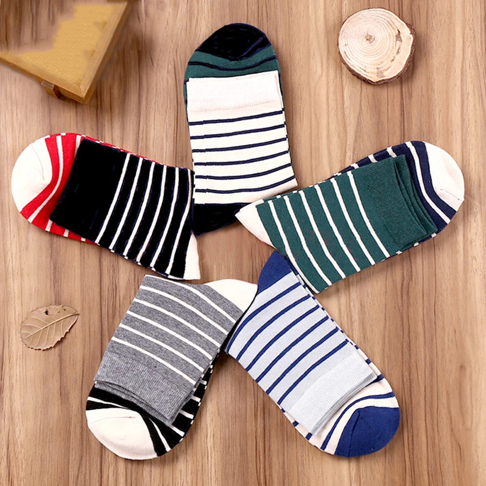 Men\'s Chromatic Stripe Cotton Socks Breathable Sofl Comfortable Socks Men Size US 6-10 (EUR 38-44)