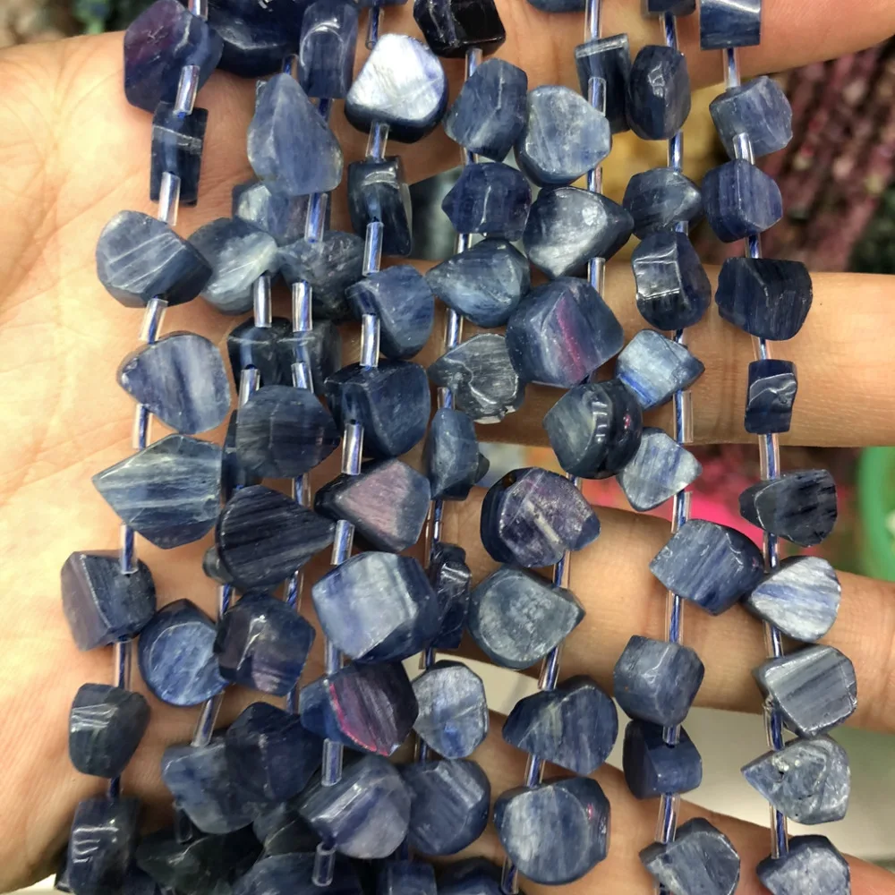 Wholesale Natural Blue Kyanite Pear Drop Nugget Beads,Genuine Gem Jewelry Making Beads 3strings of 15.5