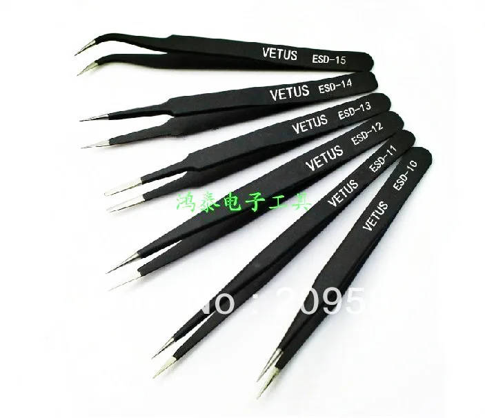 

6pcs ESD Anti-Static Stainless Steel Tweezer Set Tweezers Maintenance Tools Kit
