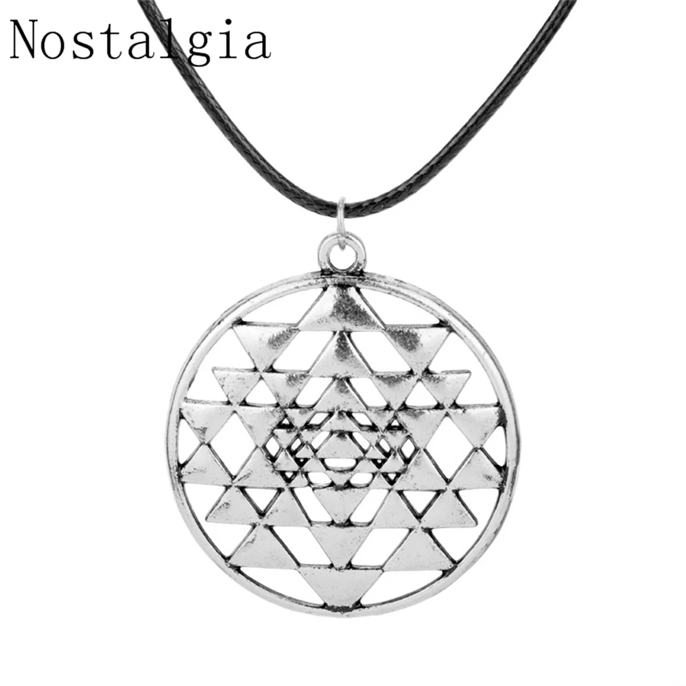 Free ship Viking Jewelry Fashion Gothic Punk Sri Yantra Flower Of Life Circle Pendant Necklace Round Shape Necklace For Women Men Gift