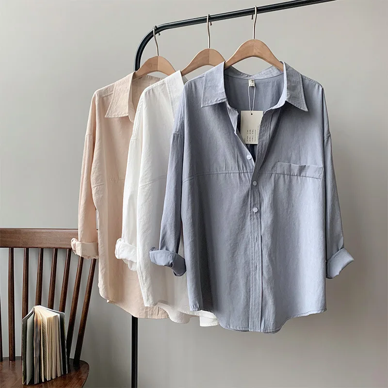 2024 Spring Women Cotton Blouse Korean Long Sleeve Womens Tops And Blouses Vintage Women White Shirts Blusas Roupa Feminina Tops