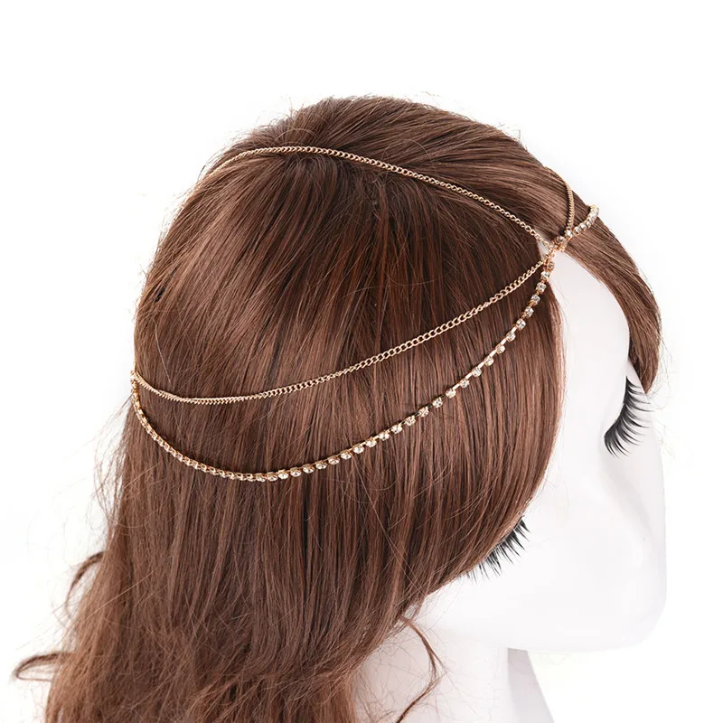 Retro Irregular Hair Band Personality Metal Multilayer Headband Head Chain Hairwear For Women gift