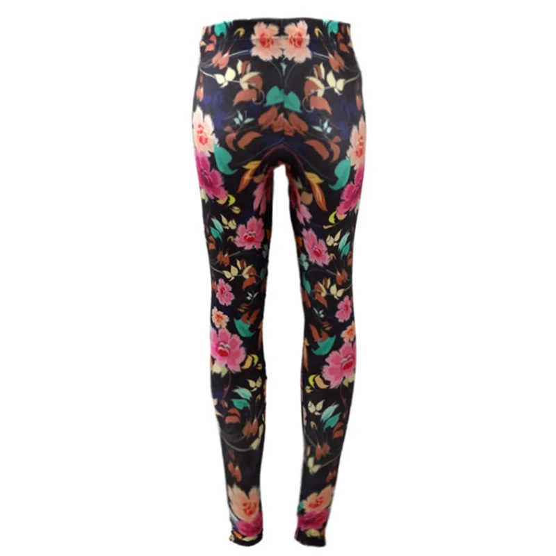 Flower Printed Leggings Fashion Sexy Women Lady Slim High Elastic Cotton Pencil Pants Workout Push Up Women Leggings